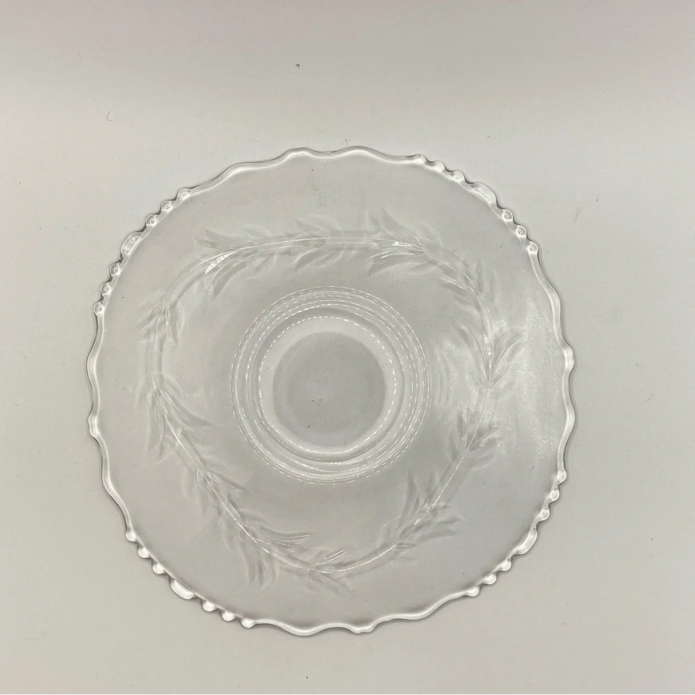 Vintage Tiffin-Franciscan Dolores 3 Piece Mayonnaise Set Clear Etched Glass MINT